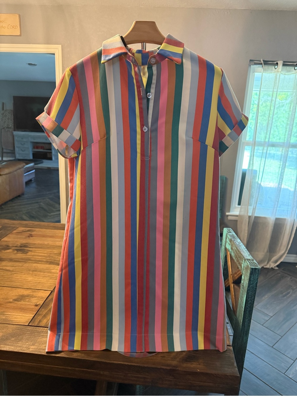 Amazon Multicolor Vertical-Stripe Mini Dress